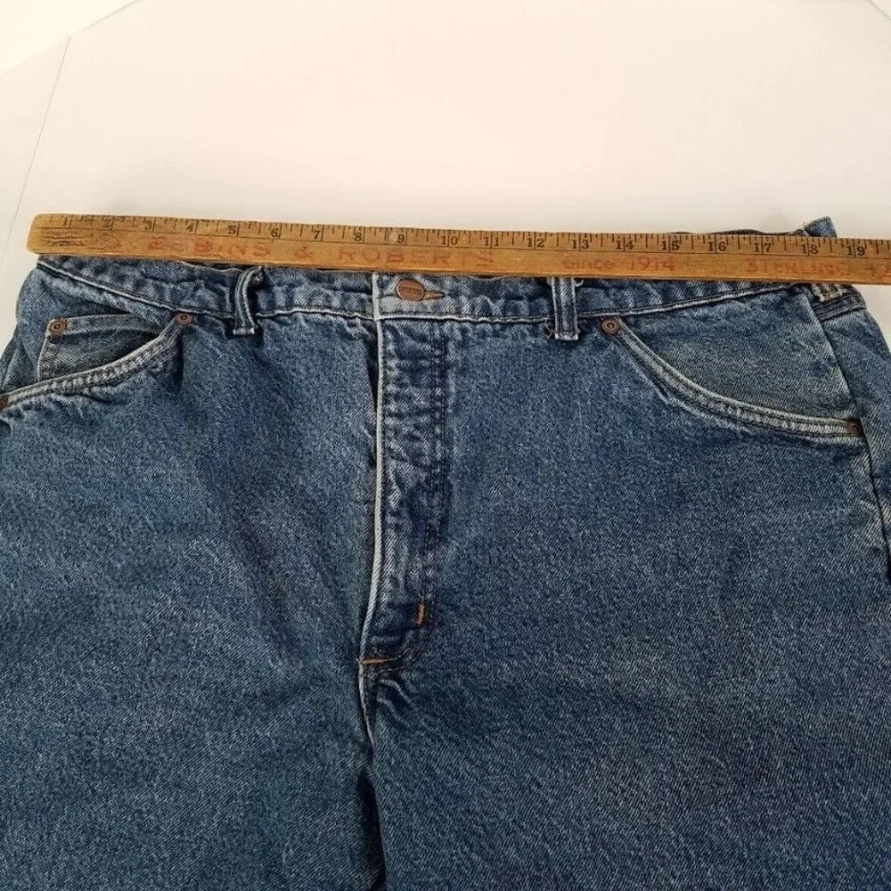 Lands End Jeans Mens 38x27 Square Rigger Red Plaid Flannel‎ Lined Medium Wash